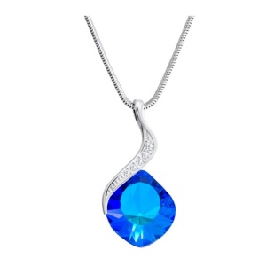 Strieborný náhrdelník s českým krištáľom Preciosa, modrý