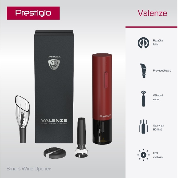 Automatický otvárač vína Prestigio Valenze, otvorí až 80 fliaš