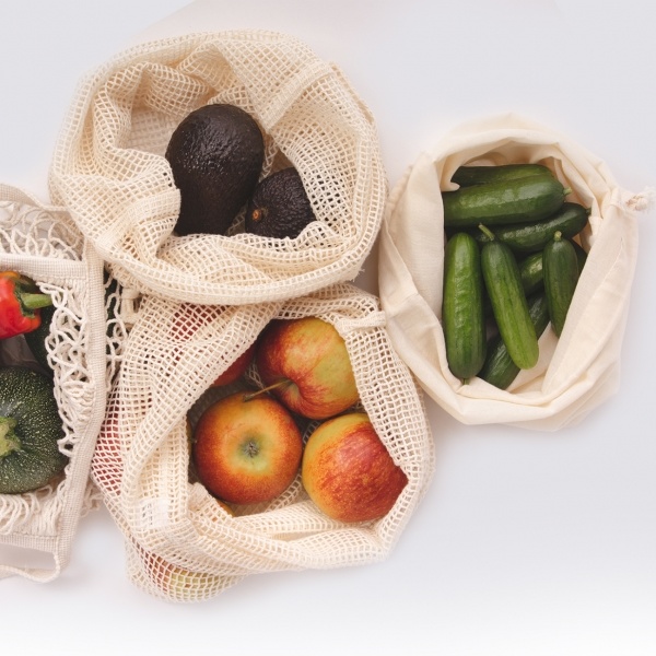 Eko zaťahovacie bavlnené vrecko na ovocie a zeleninu – malé
