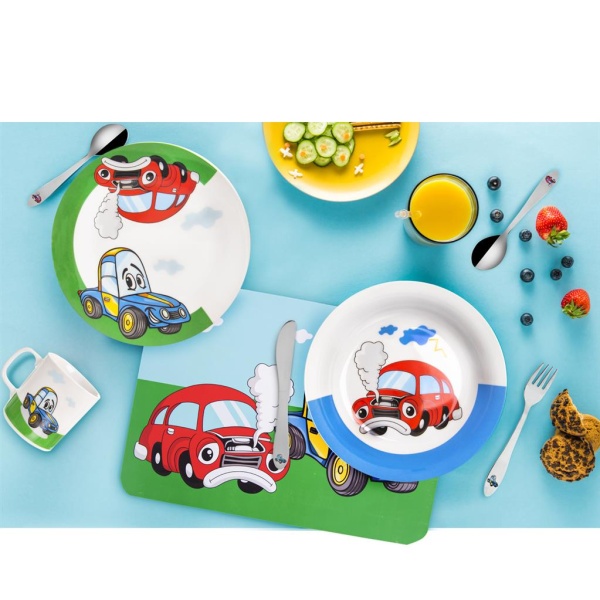 Detská jedálenská súprava s motívom auto – 3 ks