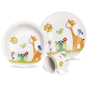 Detská jedálenská súprava s motívom žirafa – porcelánová 3 ks