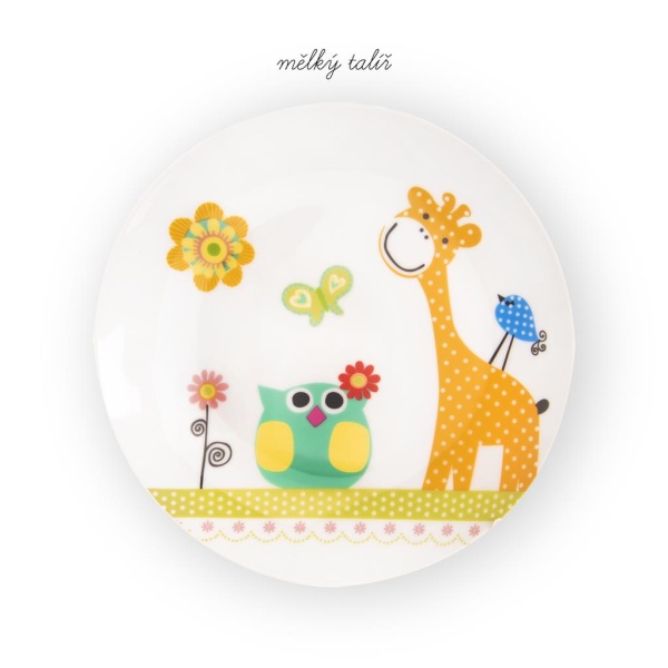 Detská jedálenská súprava s motívom žirafa – 3 ks