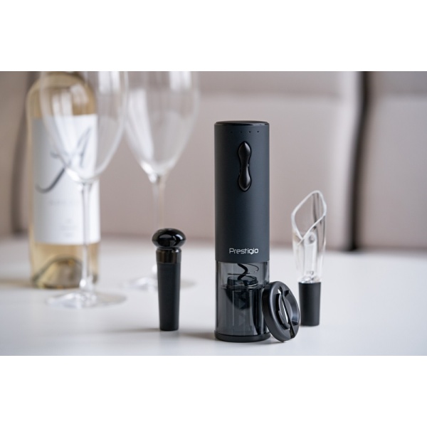 Štýlový automatický otvárač vína Prestigio Bolsena – čierny