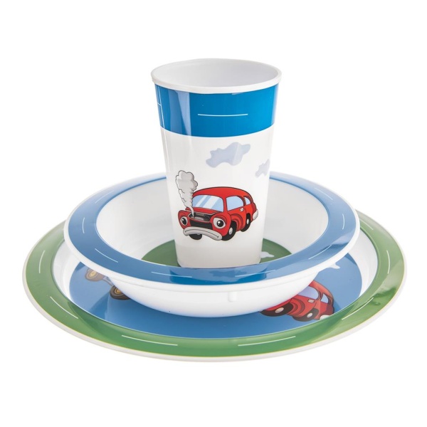 Detská jedálenská súprava s motívom auto – plastová 3 ks